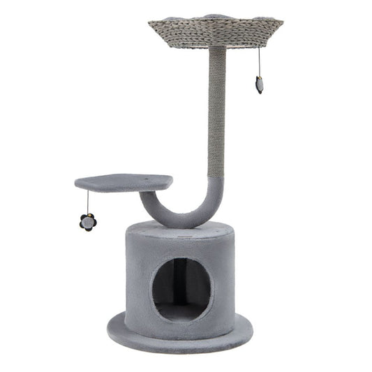 42-Inch Cat Tower with Curved Metal Frame - View 1