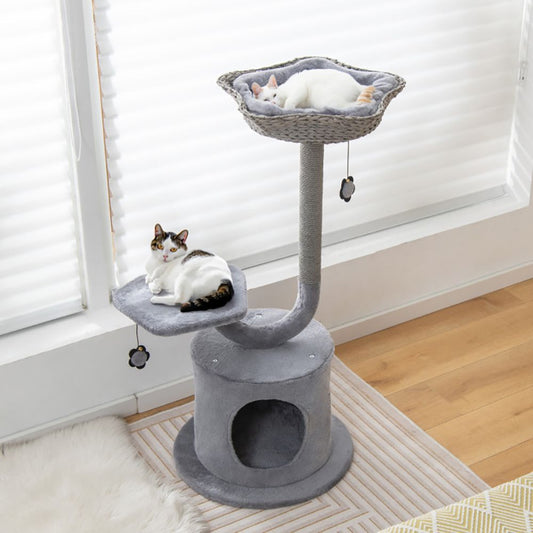 42-Inch Cat Tower with Curved Metal Frame - View 2