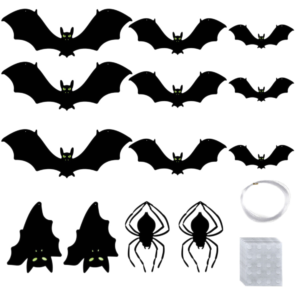 Halloween Bat and Spider Hanging Decorations, 13-Piece Set