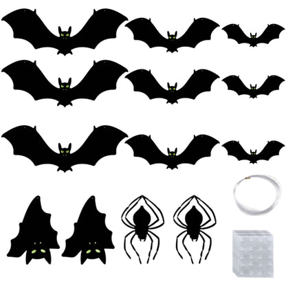 Halloween Bat and Spider Hanging Decorations, 13-Piece Set