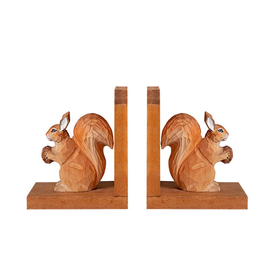 Pair of Wooden Squirrel Bookends