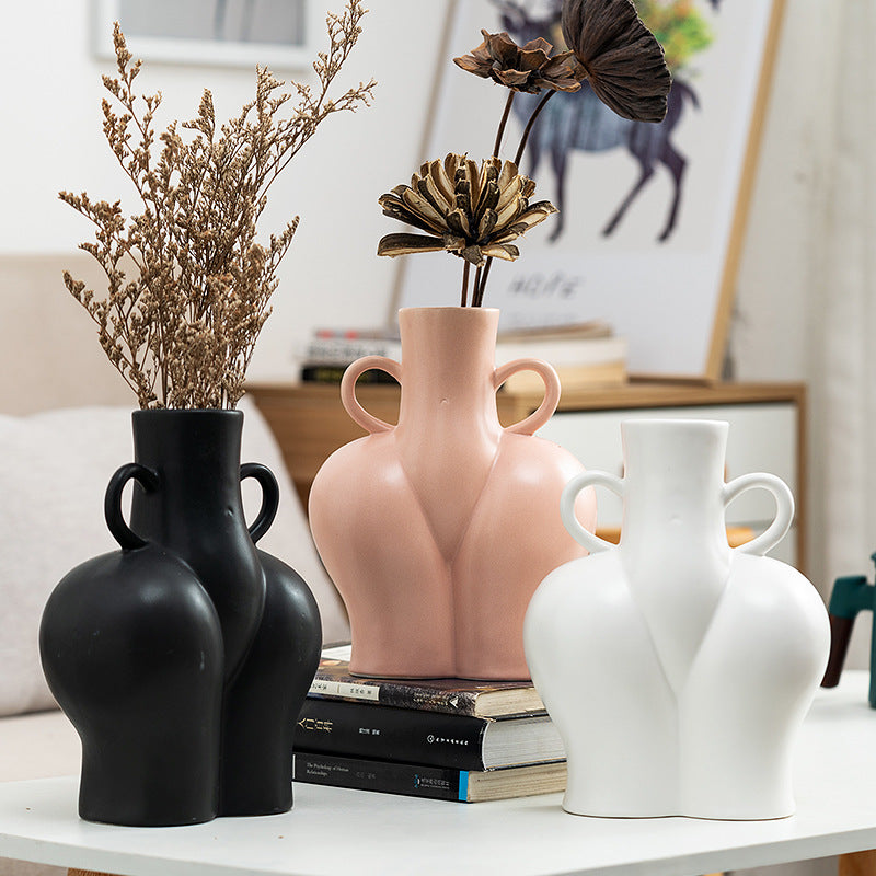 Sculptural Double-Handle Ceramic Vase