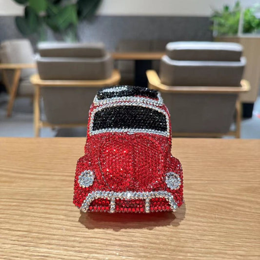 Red Rhinestone Vintage Car Coin Bank