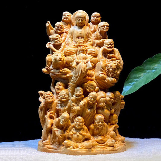 Arhat Group Wood Sculpture