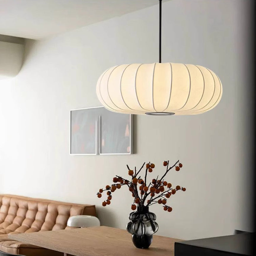 Rounded Fabric-Shade Pendant Light