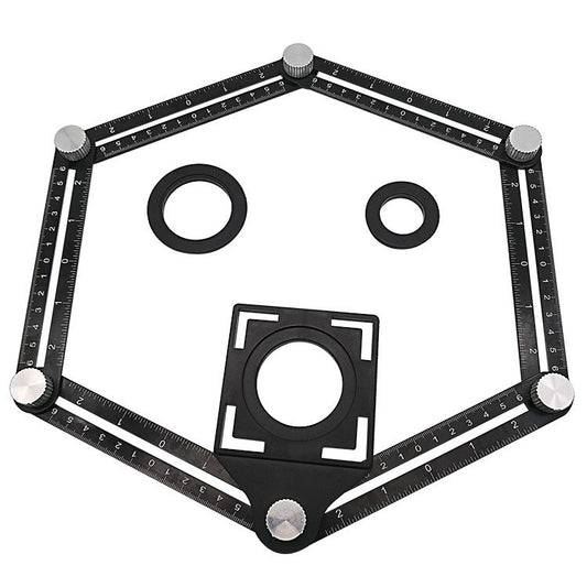 Six-Segment Folding Layout Ruler with Hole Locator