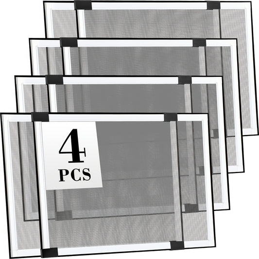 Set of 4 Adjustable Window Screens That Can Expand, Designed for Sliding Windows, Featuring an Aluminum Frame Suitable for