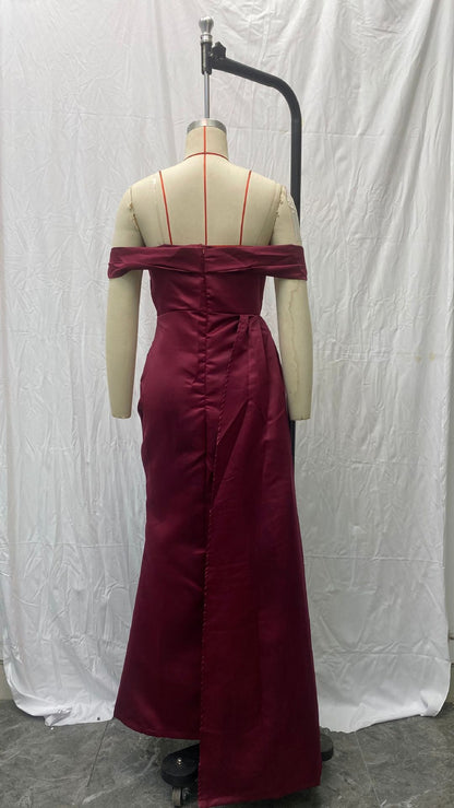 Women's Off-Shoulder Satin Evening Dress