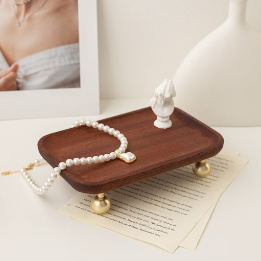 Footed Wooden Jewelry Tray