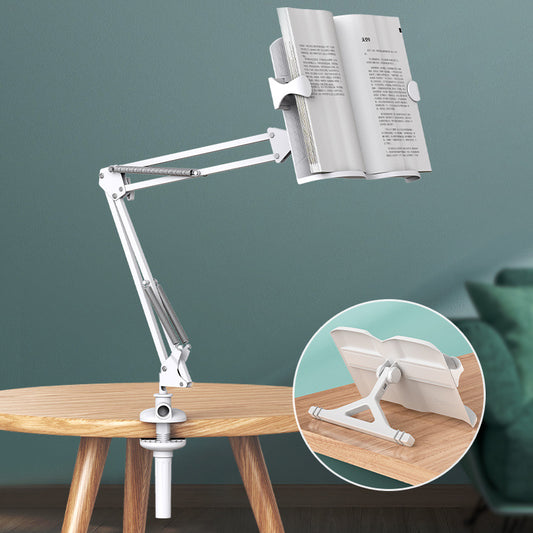 Clamp-On Articulating Book Holder with Adjustable Page Clips