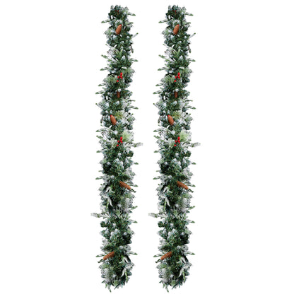 Pre-Lit Snow-Flocked Christmas Garlands, 9 Ft, Set of 2