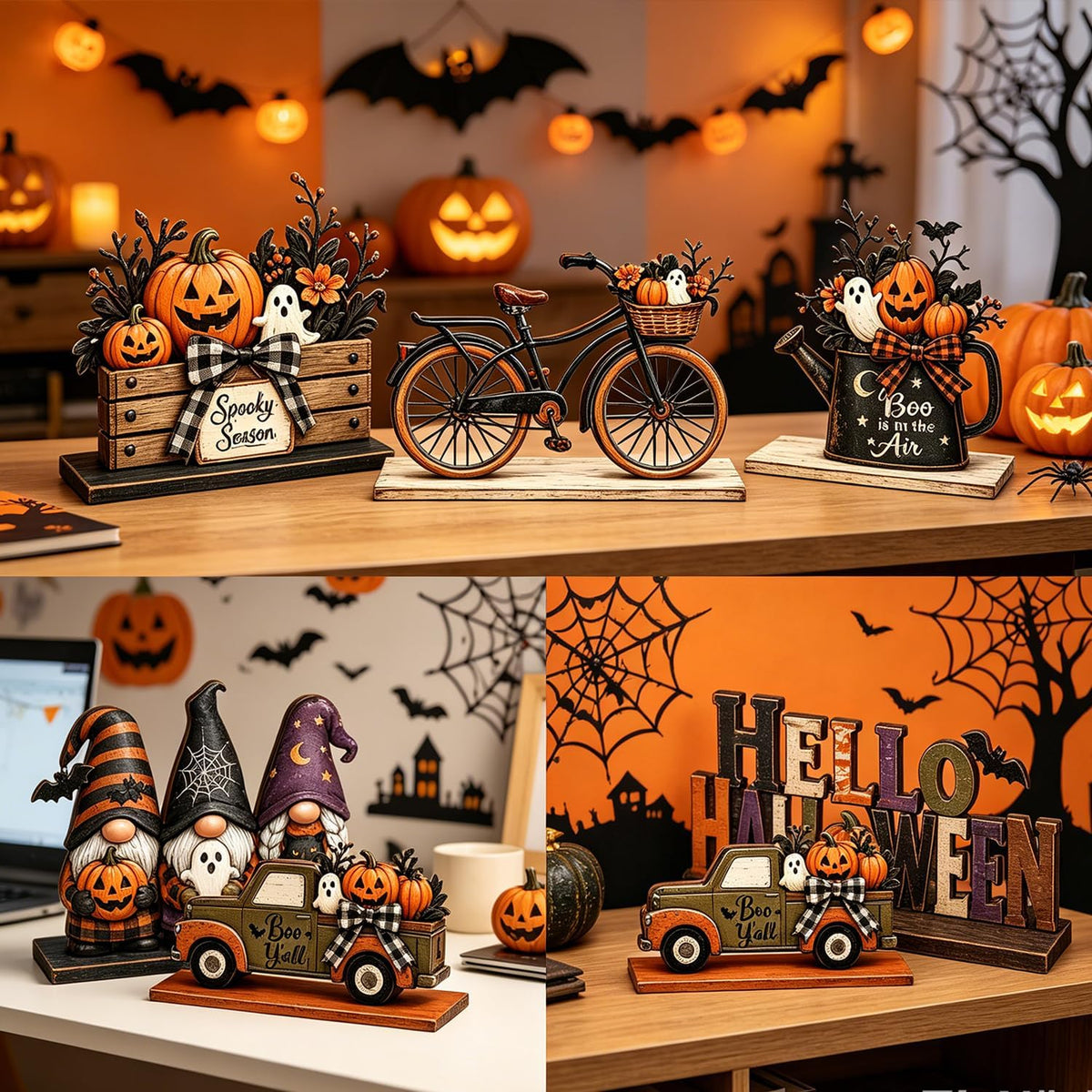 Halloween Wooden Tabletop Signs, Set of 6