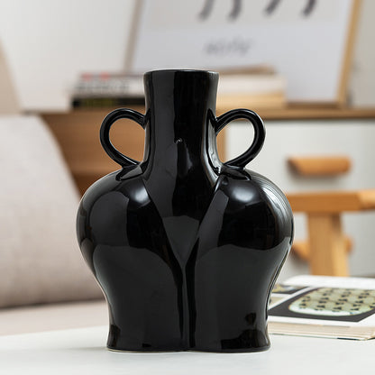 Sculptural Double-Handle Ceramic Vase