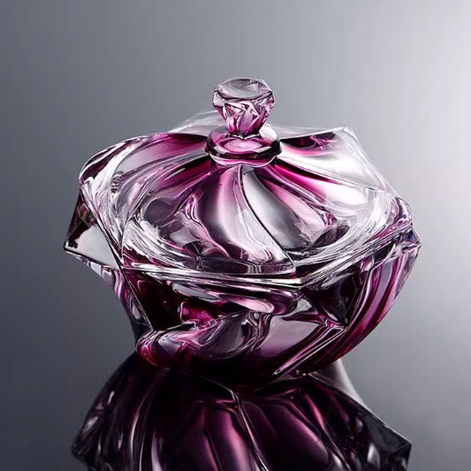 Purple Swirl Glass Lidded Jar