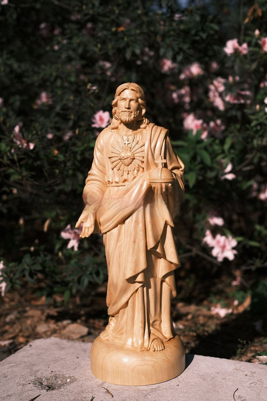 Sacred Heart Wood Figurine
