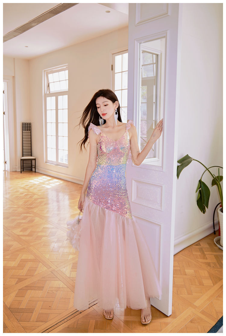 Pink Camisole Evening Dress