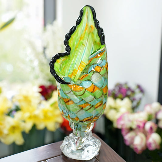 Green Glass Conch Sculpture