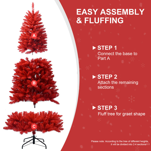 Seven-Foot Red Artificial Christmas Tree