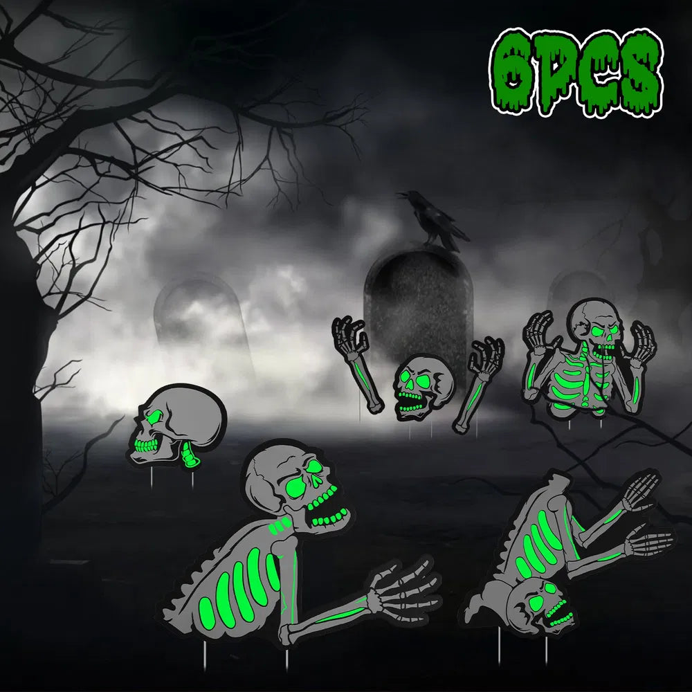 Halloween Skeleton Yard Signs, 6-Piece Set