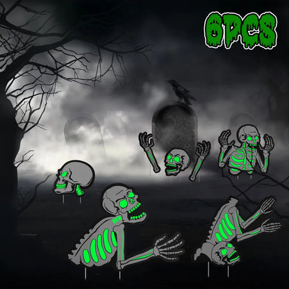 Halloween Skeleton Yard Signs, 6-Piece Set