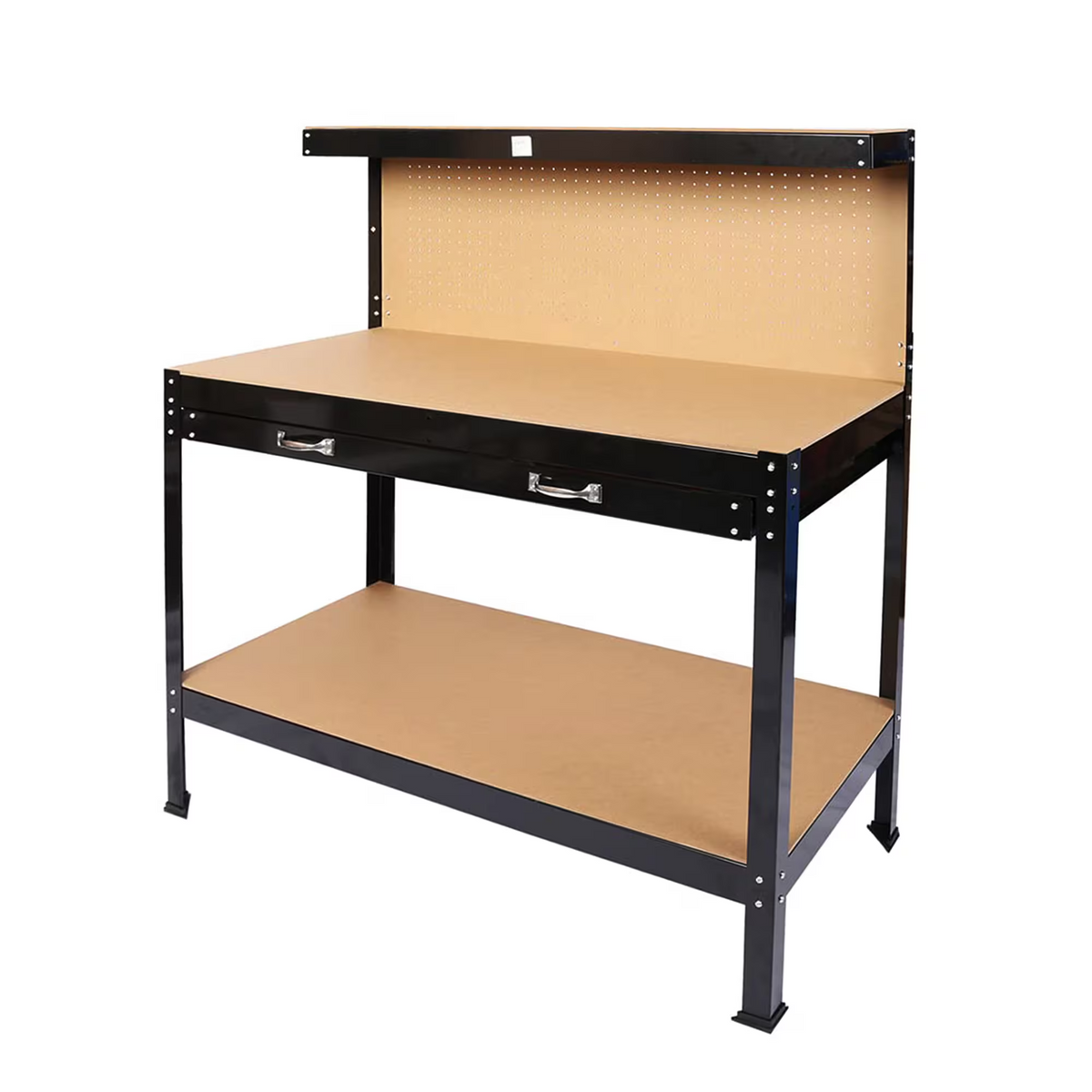 Steel Workbench with Drawer and Pegboard
