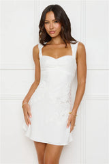 Elegant White Satin-Look Mini Dress - White - view 3