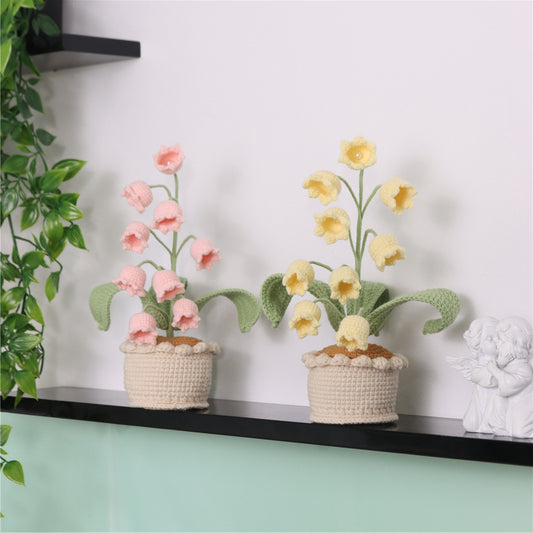 Crocheted Lily-of-the-Valley Potted Flower Decoration
