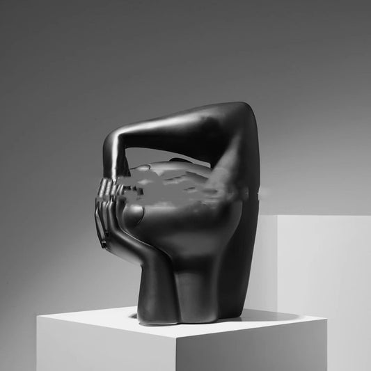 Black Abstract Face Sculpture