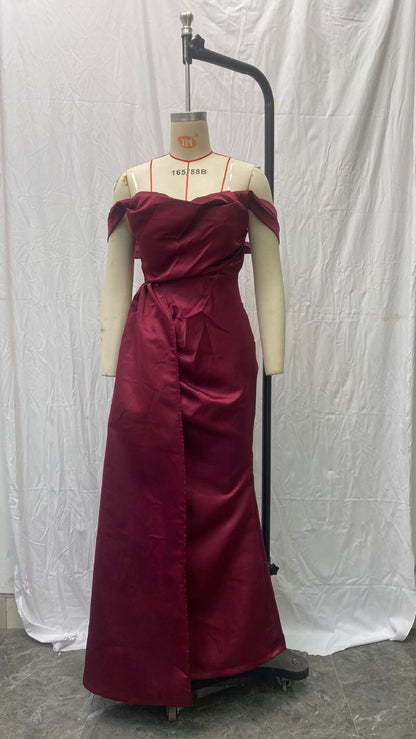 Women's Off-Shoulder Satin Evening Dress