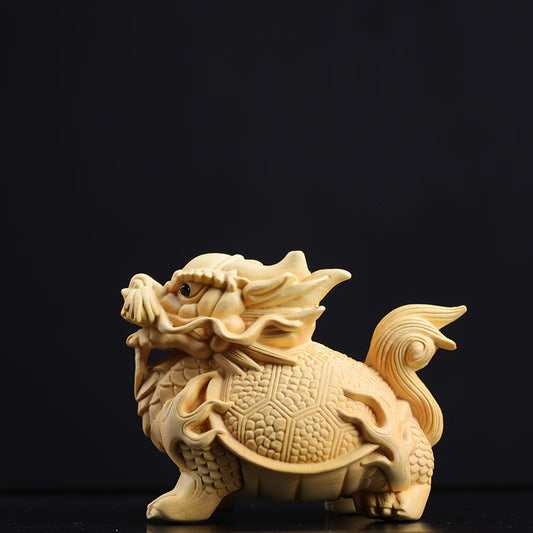 Dragon Tortoise Wood Figurine