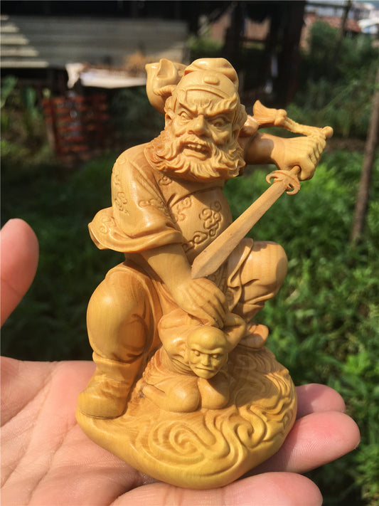 Zhong Kui Wood Figurine