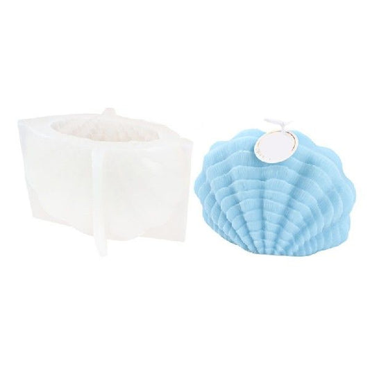 Ribbed Seashell Silicone Candle Mold. Finished candle examples may be shown; wax, wicks and candles are not included.