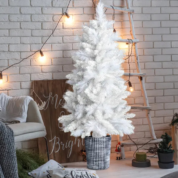Four-Foot White Artificial Christmas Tree in Pot