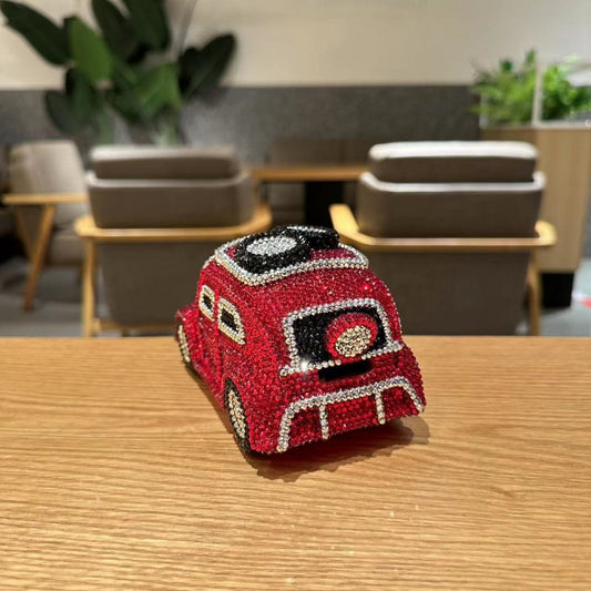 Red Rhinestone Vintage Car Coin Bank