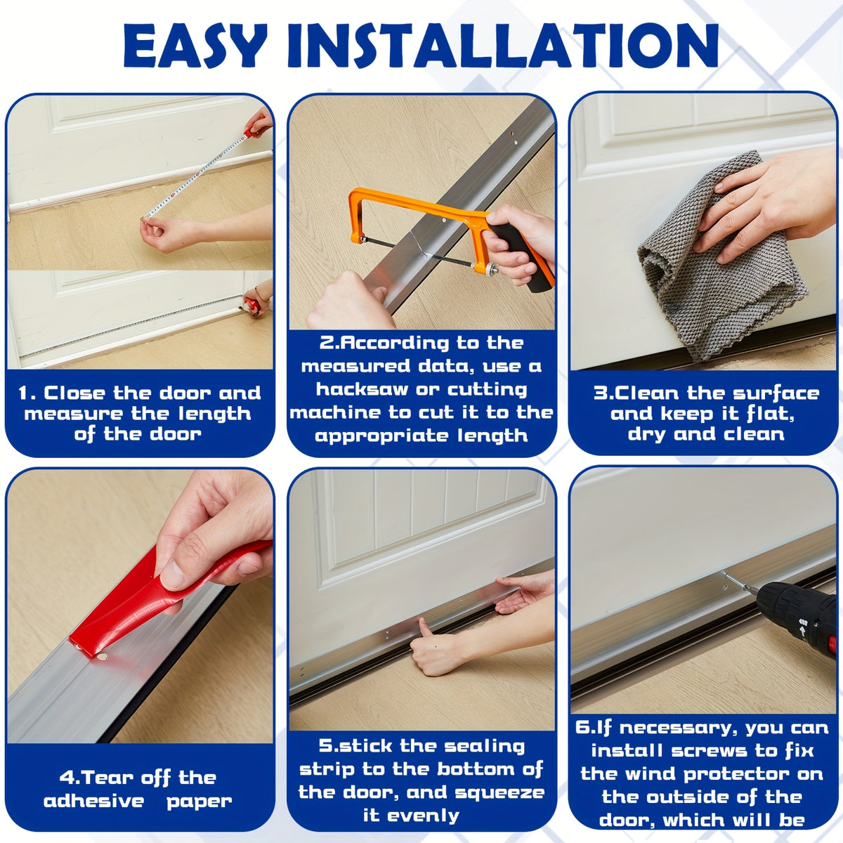 [Metal Door Draft Stopper] 2pcs 36 Inches Metal Door Draft Stopper, Door Sweep, Mouse Stopper, Mice Seal Strip, Aluminum,