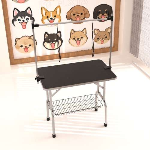 36-Inch Folding Pet Grooming Table with Arm and Basket - View 2