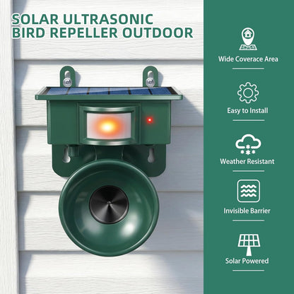 2026 New Solar Soundwave Technology Bird Repeller Outdoor, Woodpecker Deterrent for House, Pigeon Bird Deterrents for