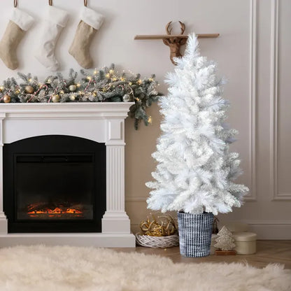 Four-Foot White Artificial Christmas Tree in Pot