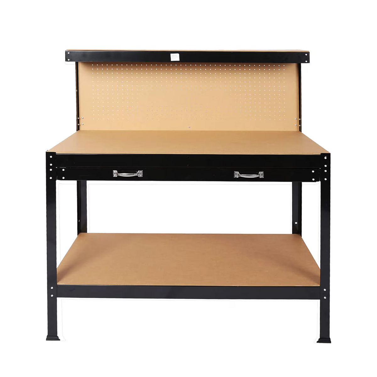Steel Workbench with Drawer and Pegboard