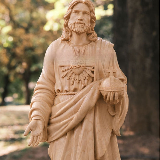 Sacred Heart Wood Figurine