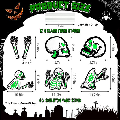 Halloween Skeleton Yard Signs, 6-Piece Set