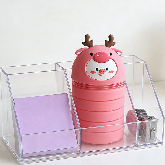 Pink Elk-Shaped Pencil Pouch