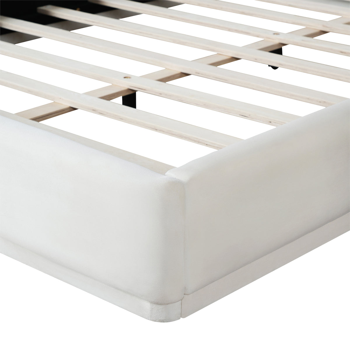 White Upholstered King Bed Frame