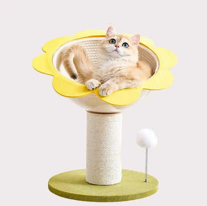Sunflower Cat Scratching Post with Lounge Bed