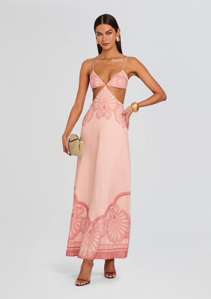 Vibrant Pink Statement Maxi Dress - Pink - view 7