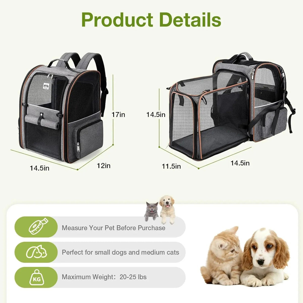 Mesh Pet Backpack with Expandable Options - View 7