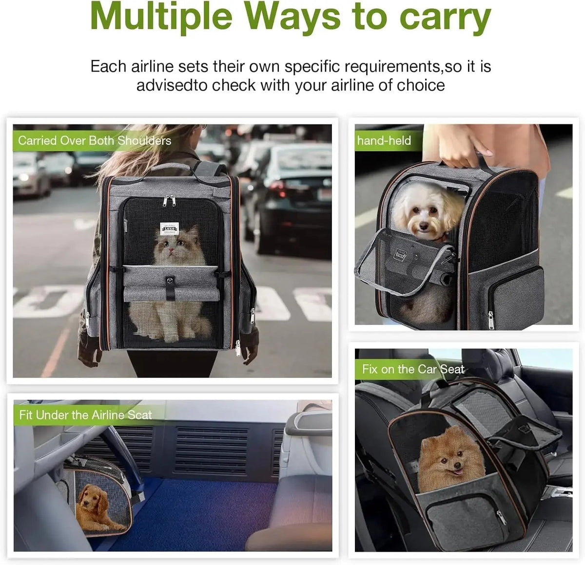 Mesh Pet Backpack with Expandable Options - View 3