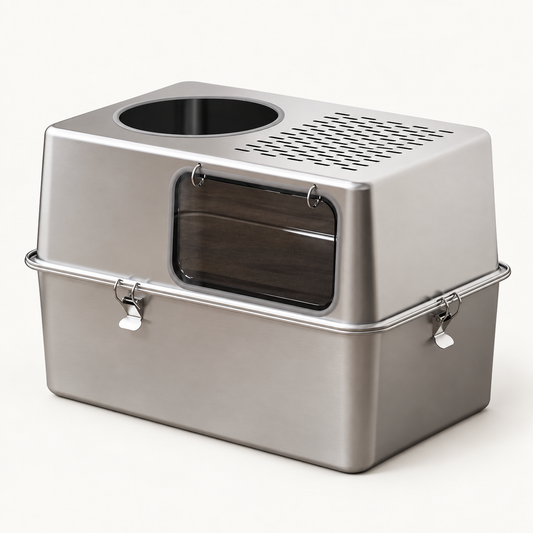 Double-Door Enclosed Stainless Steel Litter Box - main product view