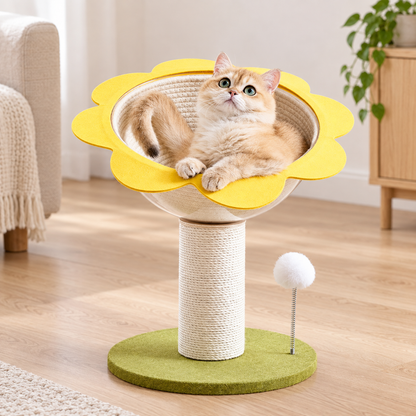 Sunflower Cat Scratching Post with Lounge Bed - product view 2