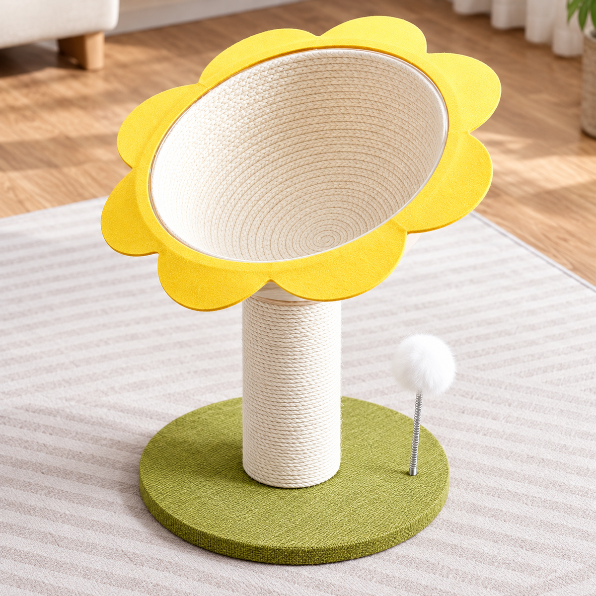 Sunflower Cat Scratching Post with Lounge Bed - product view 4